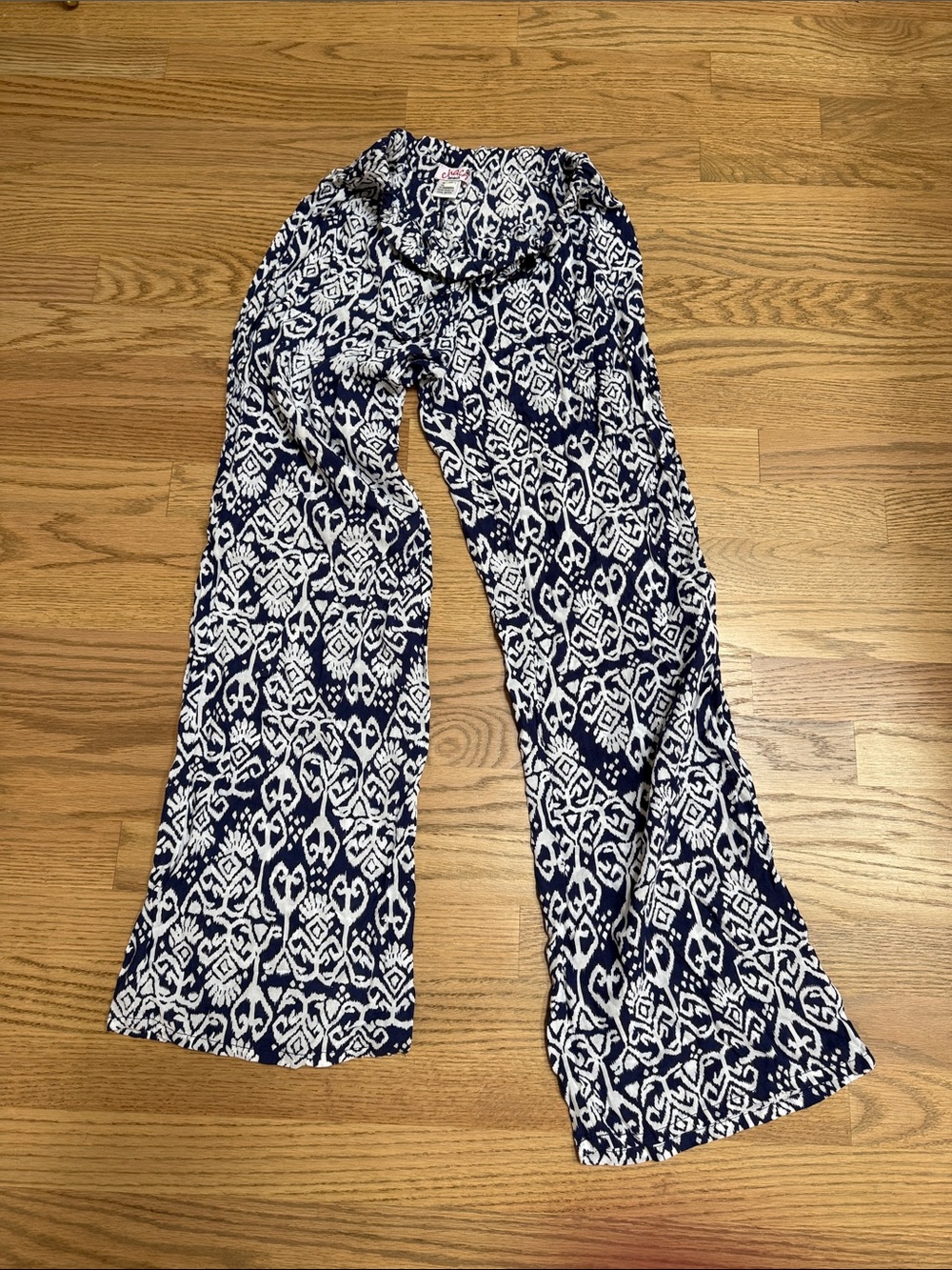 Navy & White Patterned beach coverup pants